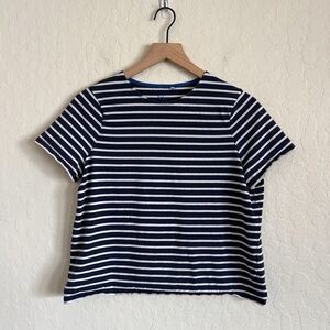 Boden 100% Cotton Breton Sailor Stripe Short Sleeve Crewneck T-Shirt Tee 8 Blue